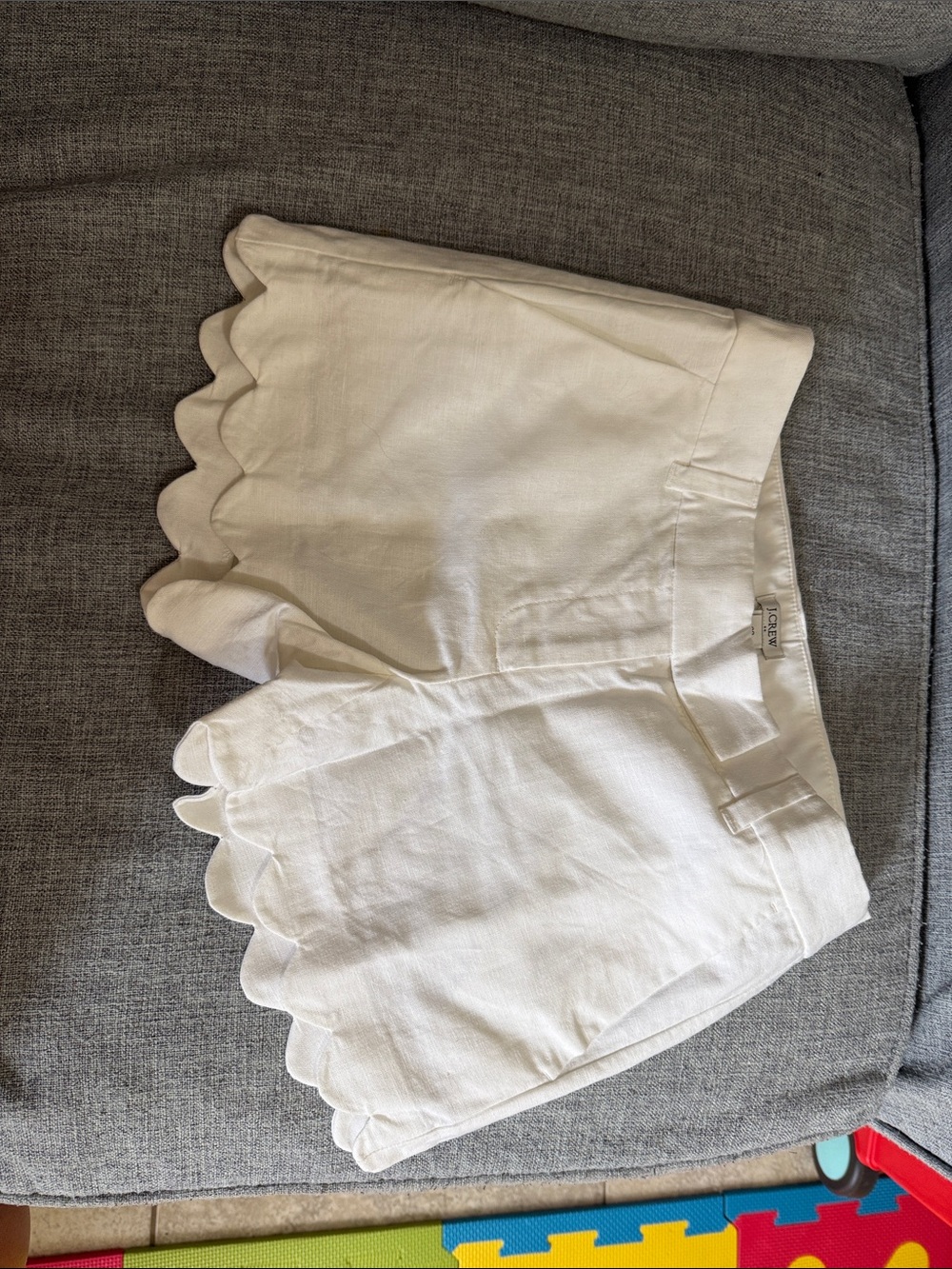 J. Crew White Scalloped Hem Bermuda Shorts